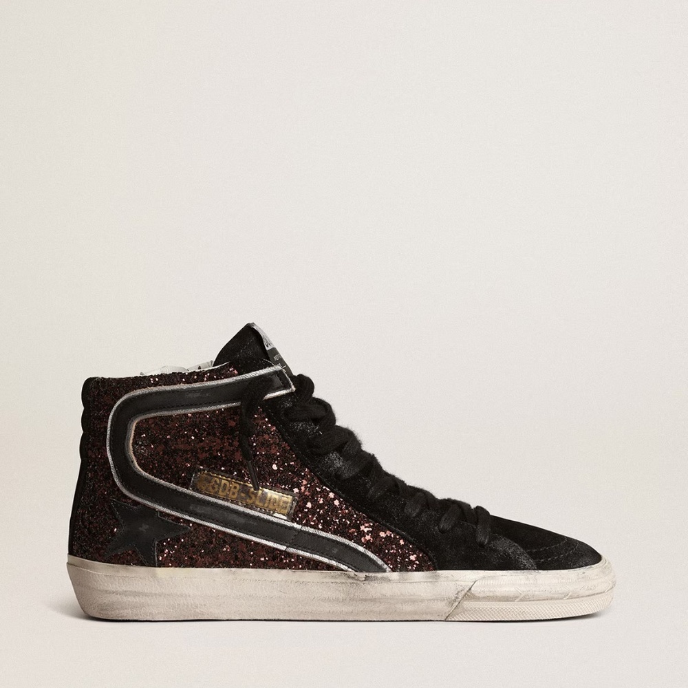 Golden Goose Slide Black and Brown Glitter 37